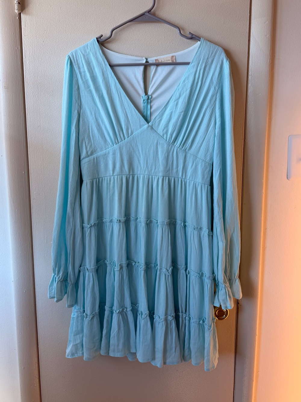 Altar’d State L Aqua Blue Tiered Ruffle Cottagecore Mini Dress